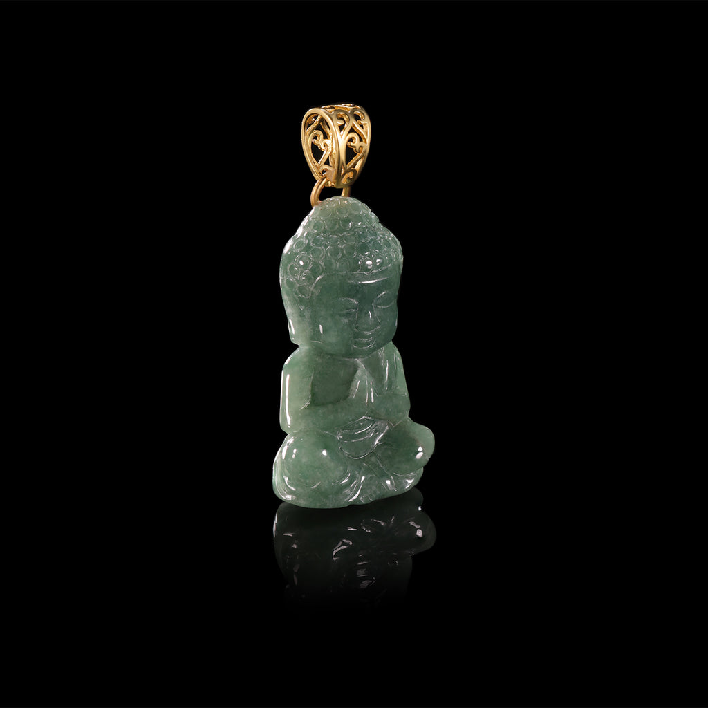 Green/ Black Jade Buddha Pendant Necklace