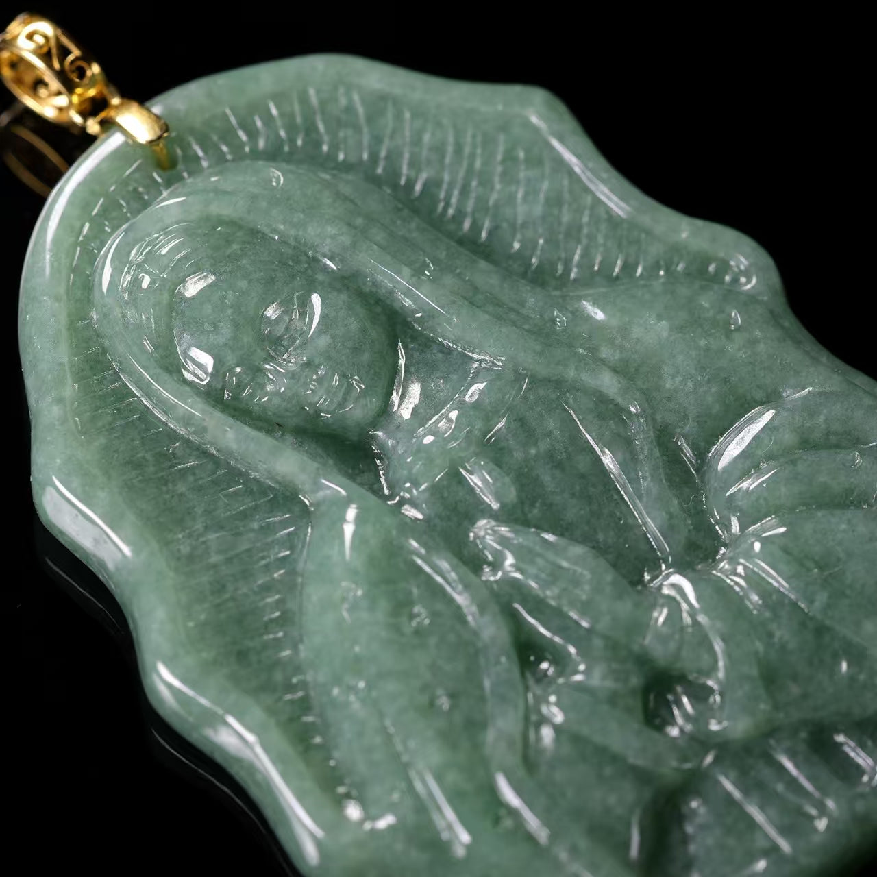Virgin Mary Jade Pendant Necklace