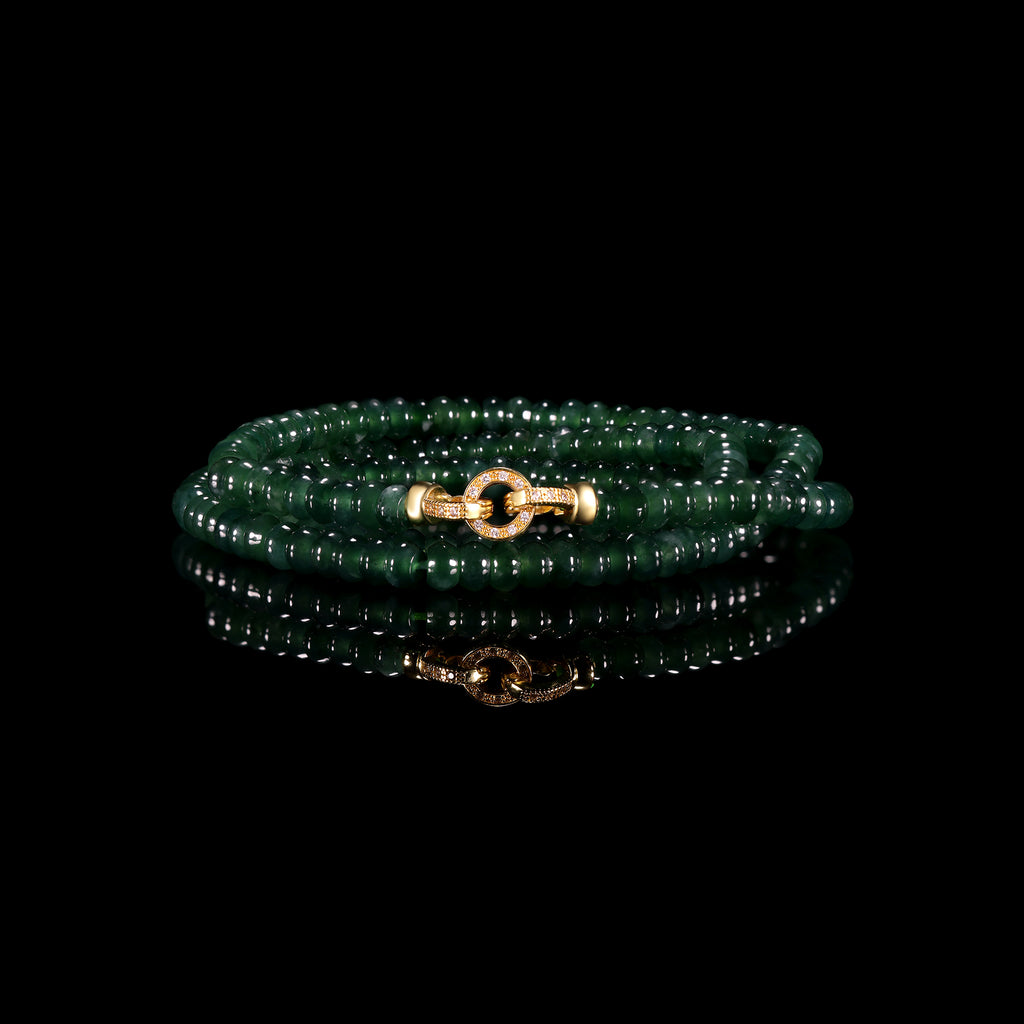 Green Jade Beaded Necklace Bracelet