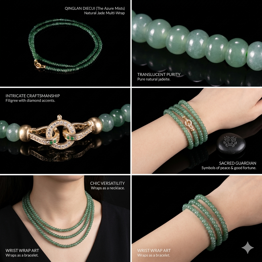 Green Jade Beaded Necklace Bracelet