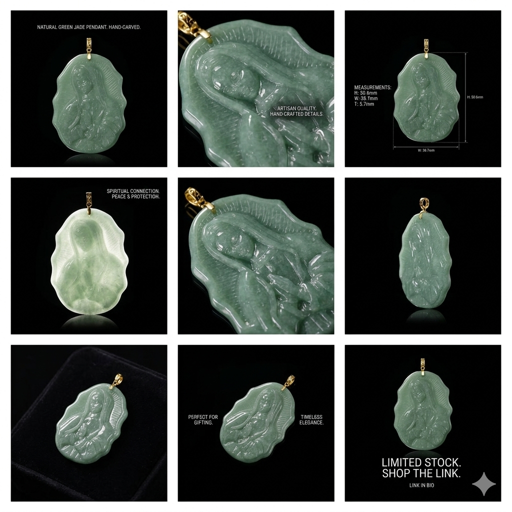 Virgin Mary Jade Pendant Necklace
