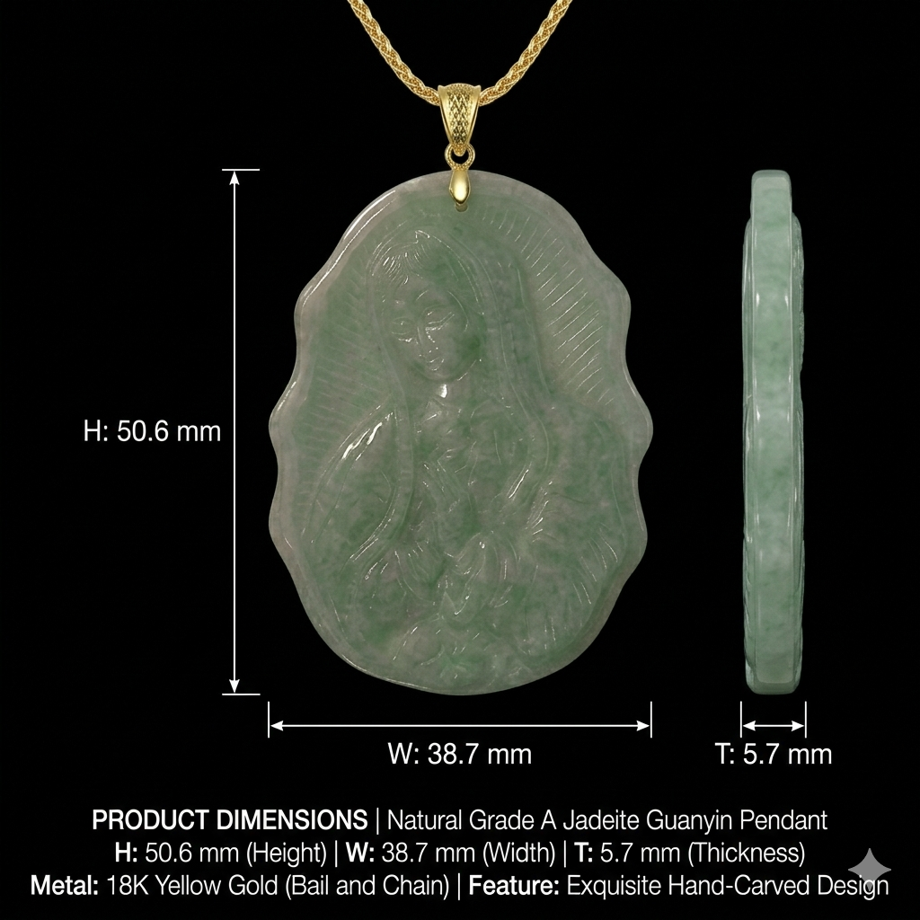 Virgin Mary Jade Pendant Necklace