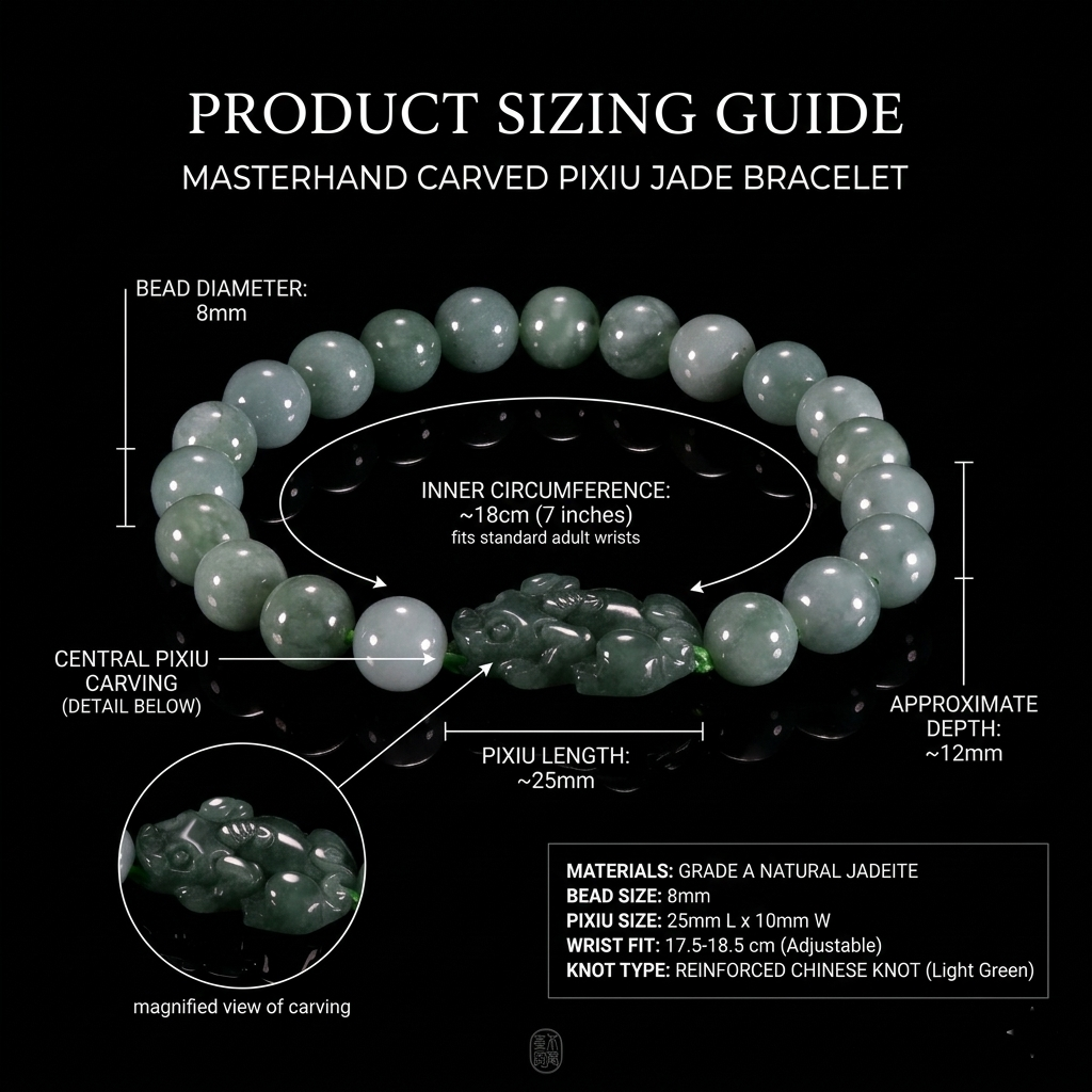 White/ Pine Green Jade Pixiu Bracelet