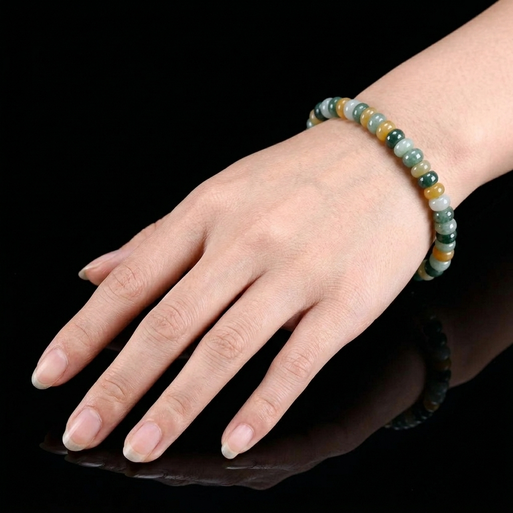 Natural Multi Color Jade Beaded Bracelet