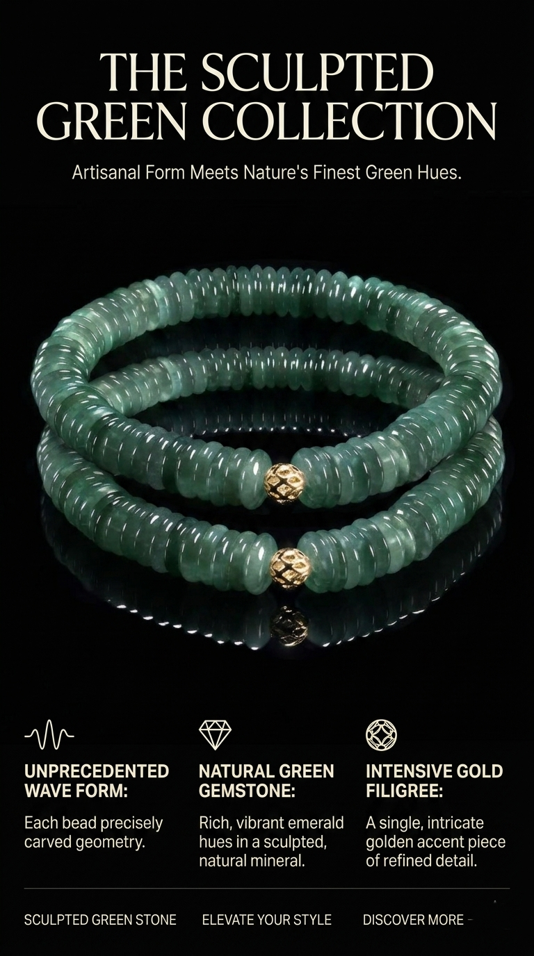 Natural Green Jade Beaded Bracelet